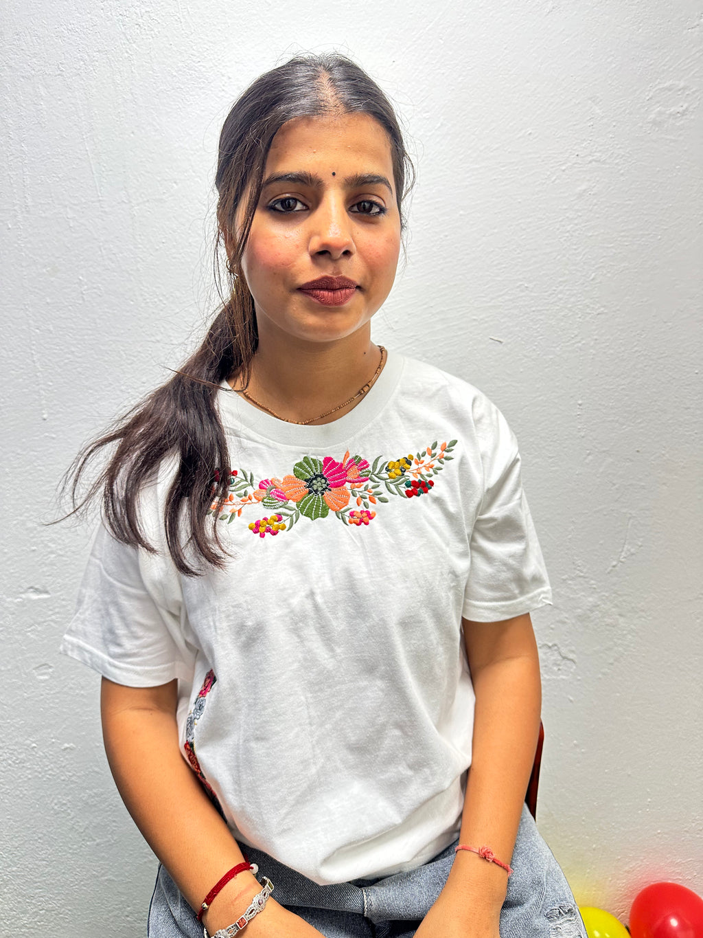 Sparkle Bloom Embroidered T-SHIRT FOR WOMEN