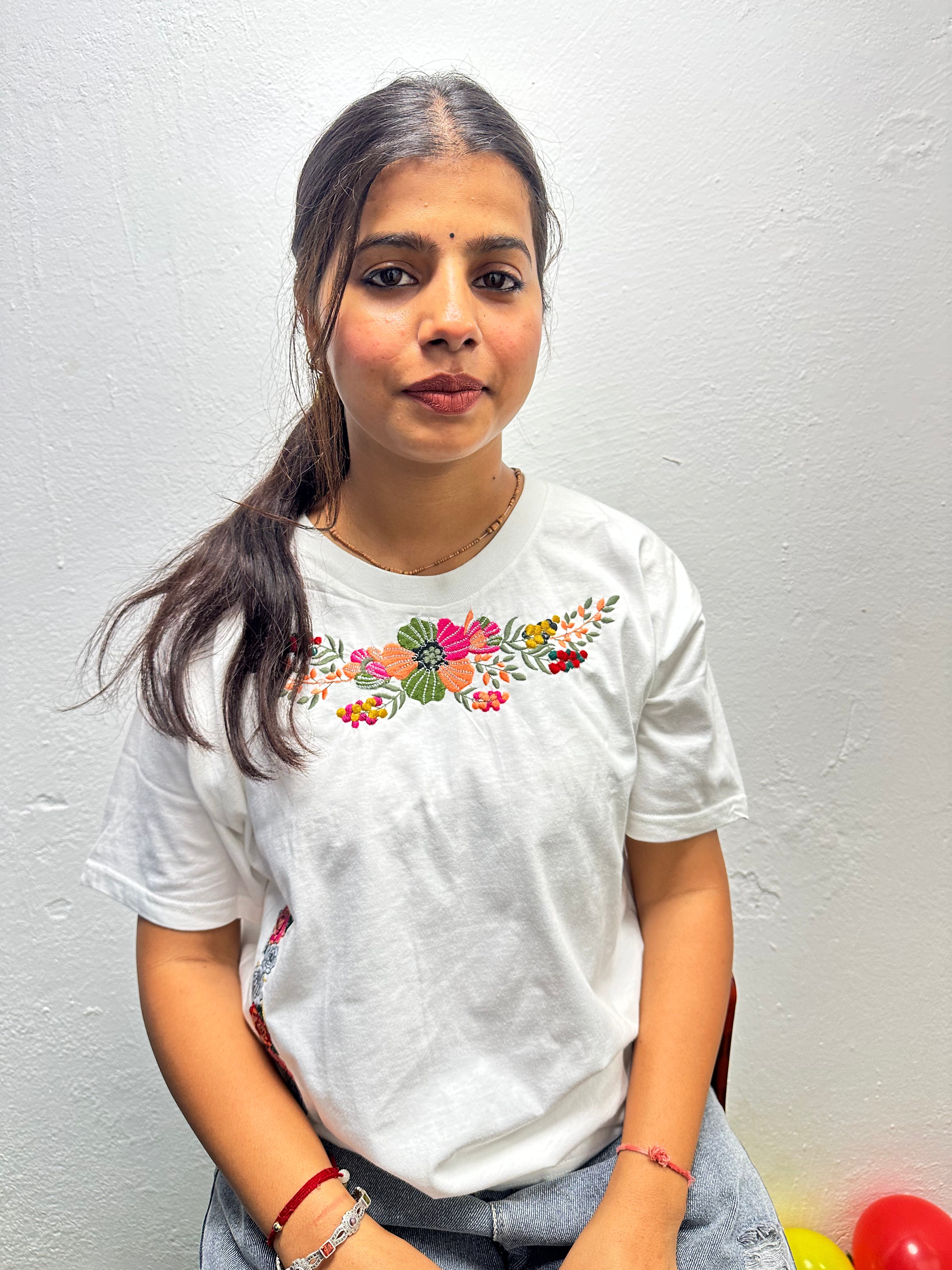 Sparkle Bloom Embroidered T-SHIRT FOR WOMEN